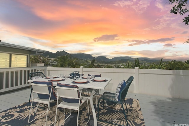 1334 Kuuna St, Kailua, HI 96734 - wooden deck featuring a mountain view and outdoor dining area