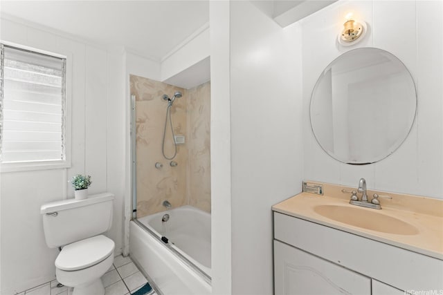 3251 Oahu Ave, Honolulu, HI 96822 - bathroom featuring toilet, vanity, shower / bathtub combination, and tile patterned floors