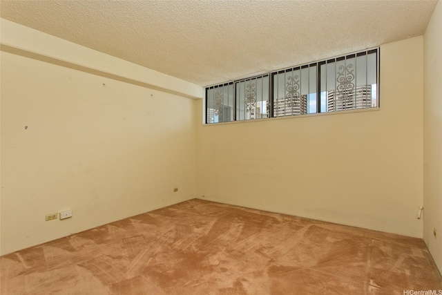 spare room featuring a textured ceiling and carpet floors