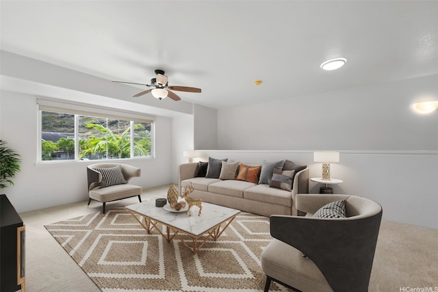 7188 Hawaii Kai Dr Unit 244, Honolulu, HI 96825 - living area featuring a ceiling fan and carpet flooring