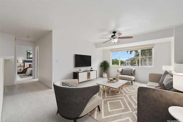 7188 Hawaii Kai Dr Unit 244, Honolulu, HI 96825 - carpeted living area with a ceiling fan