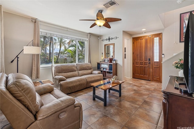 91-1154 Pekau St, Ewa Beach, HI 96706 - living room featuring a ceiling fan and recessed lighting