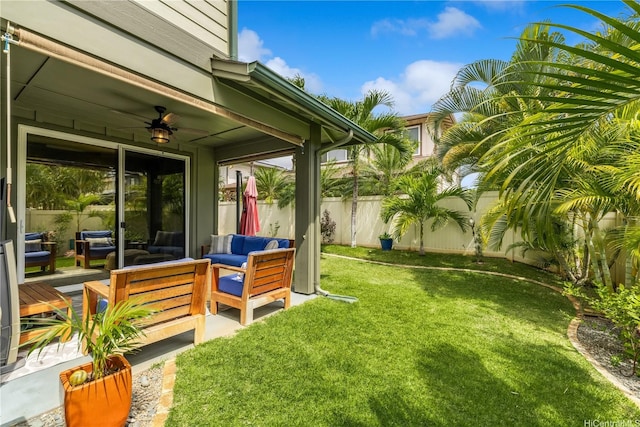 91-1154 Pekau St, Ewa Beach, HI 96706 - view of yard with outdoor lounge area and ceiling fan