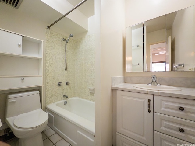 1571 Piikoi St Unit 1601, Honolulu, HI 96822 - bathroom with tile patterned floors, toilet, visible vents, shower / bath combination, and vanity