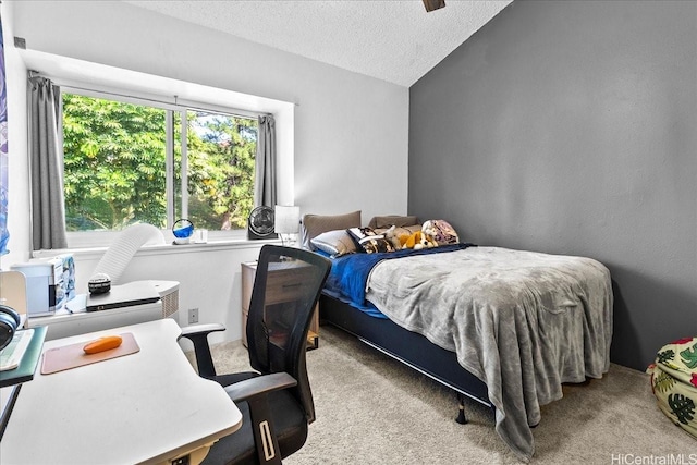 46-020 Aliikane Pl Unit 325, Kaneohe, HI 96744 - bedroom featuring carpet flooring, a textured ceiling, and lofted ceiling