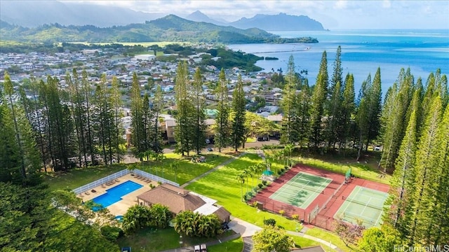 46-020 Aliikane Pl Unit 325, Kaneohe, HI 96744 - drone / aerial view with a water and mountain view