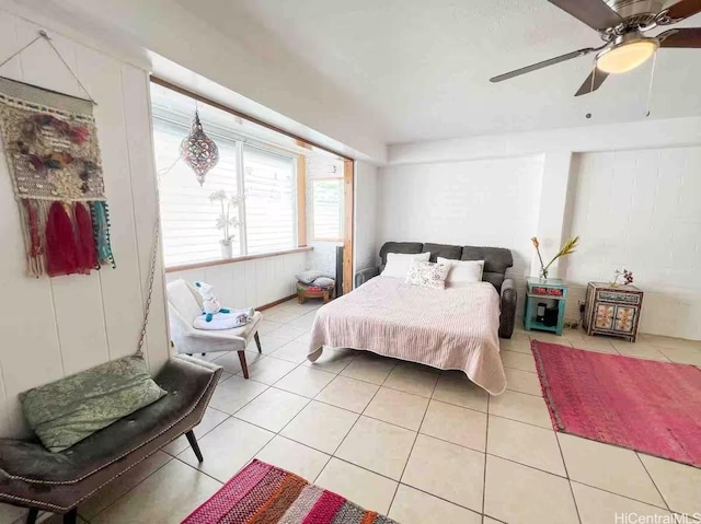 410 Nahua St Unit 212, Honolulu, HI 96815 - bedroom with ceiling fan and light tile patterned flooring