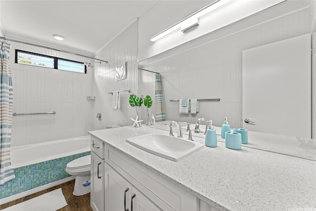 98-1790 Kaahumanu St Unit 64B, Pearl City, HI 96782 - bathroom featuring wood finished floors, toilet, tiled shower / bath, and vanity