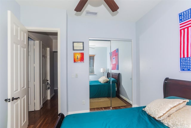 91-1317 Kaiokia St, Ewa Beach, HI 96706 - bedroom with baseboards, visible vents, wood finished floors, and a closet