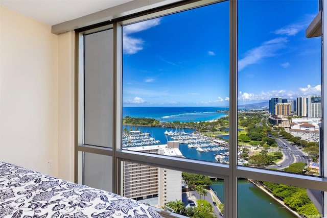 1551 Ala Wai Blvd Unit 2903, Honolulu, HI 96815 - bedroom with multiple windows, a water view, and a view of city