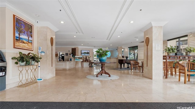 134 Kapahulu Ave Unit 617, Honolulu, HI 96815 - common area with recessed lighting, a decorative wall, a security system, and crown molding