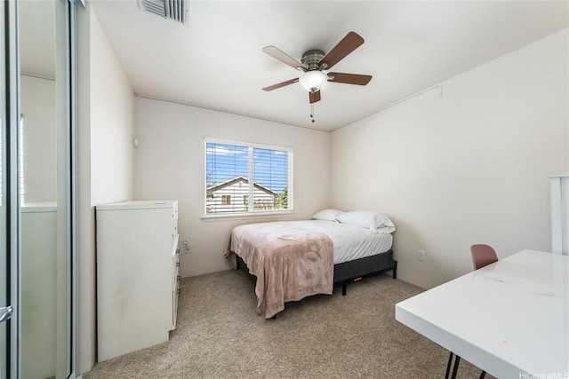 87-1801 Mokila St, Waianae, HI 96792 - bedroom with ceiling fan, visible vents, and light carpet