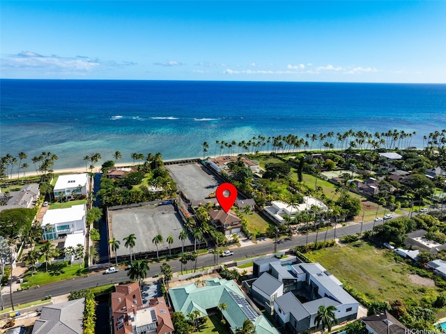 bird's eye view with a water view and a residential view