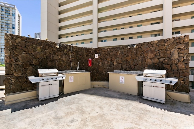 view of patio / terrace featuring a grill