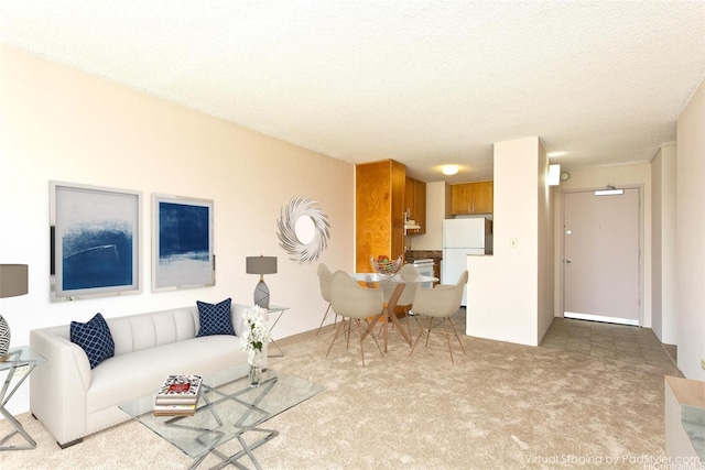 3161 Ala Ilima St Unit 1515, Honolulu, HI 96818 - living room with a textured ceiling and light colored carpet