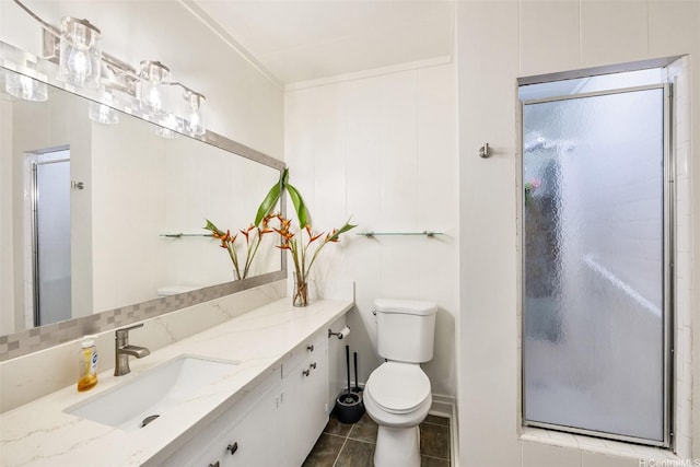 2168 Round Top Dr, Honolulu, HI 96822 - full bathroom with toilet, tile patterned flooring, a shower stall, and vanity
