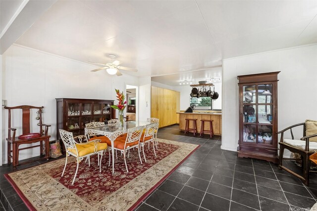 2168 Round Top Dr, Honolulu, HI 96822 - tiled dining space with a ceiling fan