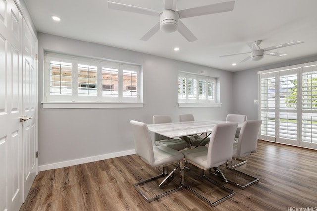 914 Lemiwai St, Wahiawa, HI 96786 - dining space with wood finished floors, a ceiling fan, and recessed lighting