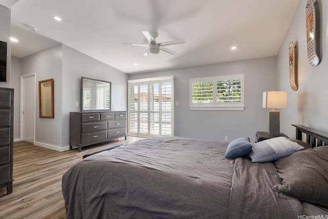 914 Lemiwai St, Wahiawa, HI 96786 - bedroom with light wood-style flooring, access to outside, a ceiling fan, and recessed lighting