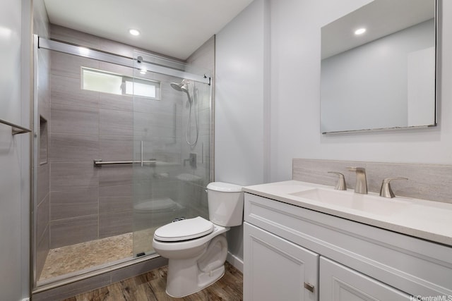 914 Lemiwai St, Wahiawa, HI 96786 - full bath featuring vanity, wood finished floors, a shower stall, and recessed lighting