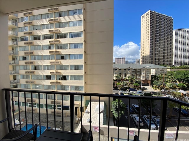 balcony with a view of city