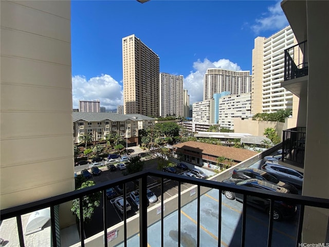 balcony with a view of city
