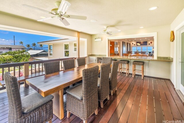 53-926 Kamehameha Hwy, Hauula, HI 96717 - dining space with ceiling fan, wood-type flooring, recessed lighting, and a wealth of natural light