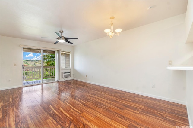 94-608 Lumiaina St Unit S201, Waipahu, HI 96797 - unfurnished room featuring baseboards, ceiling fan with notable chandelier, and wood finished floors