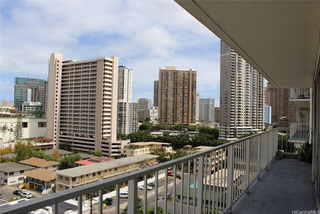 balcony with a view of city