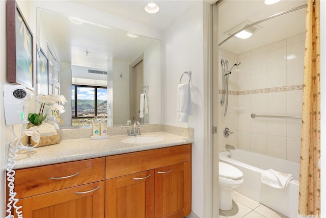 229 Paoakalani Ave Unit 3801, Honolulu, HI 96815 - full bath with toilet, visible vents, tile patterned flooring, washtub / shower combination, and vanity