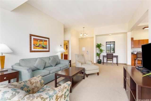 229 Paoakalani Ave Unit 3801, Honolulu, HI 96815 - living area featuring light carpet and an inviting chandelier