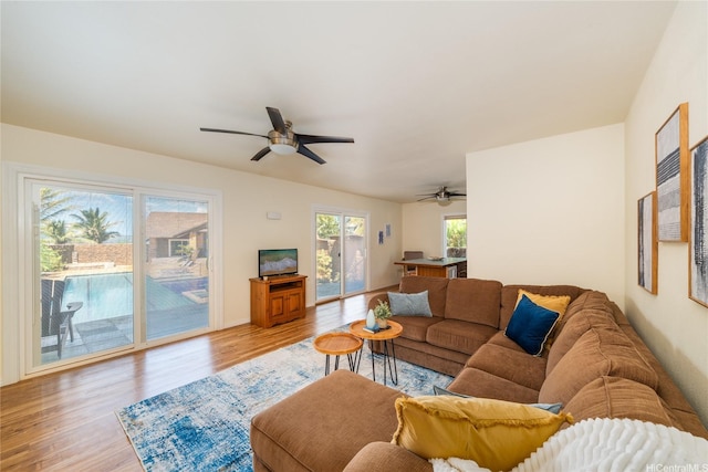 133 Kaula Ili Way, Maunaloa, HI 96770 - living area with light wood-style flooring and ceiling fan