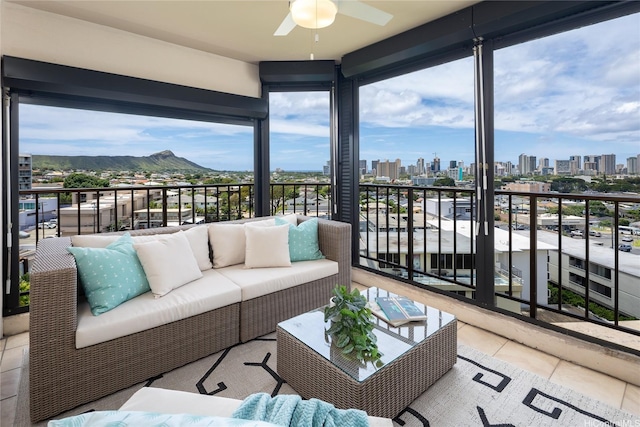 3138 Waialae Ave Unit 918, Honolulu, HI 96816 - sunroom / solarium featuring a skyline view, tile patterned flooring, healthy amount of natural light, and a mountain view