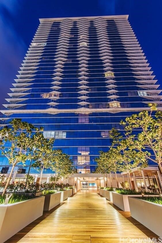 view of property at night