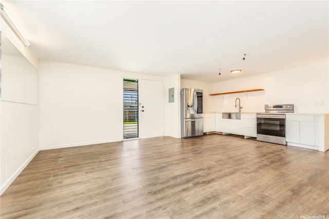 1182 Lauloa St, Kailua, HI 96734 - unfurnished living room featuring light wood-style floors, a sink, and electric panel