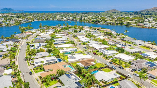 1182 Lauloa St, Kailua, HI 96734 - birds eye view of property with a water and mountain view and a residential view