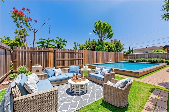 1182 Lauloa St, Kailua, HI 96734 - view of pool with a patio, an outdoor living space, a fenced backyard, and a fenced in pool