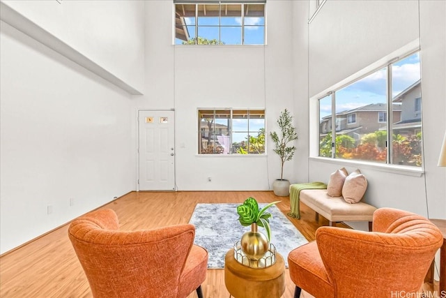 94-513 Kaikua Pl, Waipahu, HI 96797 - living room featuring wood finished floors and a towering ceiling