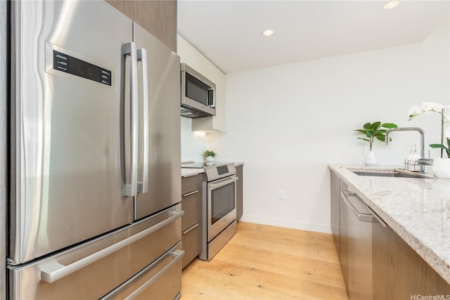 kitchen featuring modern cabinets, a sink, and appliances with stainless steel finishes