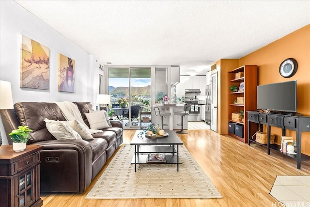 1212 Nuuanu Ave Unit 1306, Honolulu, HI 96817 - living area with light wood-style floors and a textured ceiling