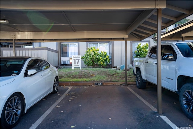 view of covered parking lot