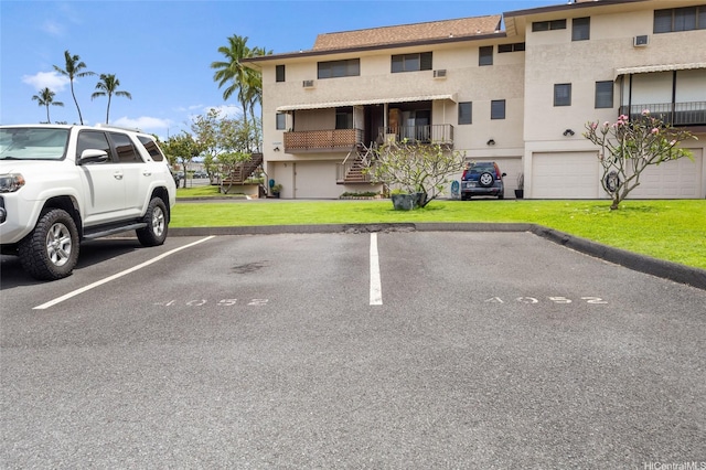 uncovered parking lot with stairway