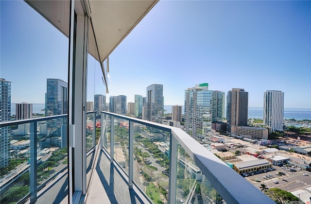 balcony with a view of city