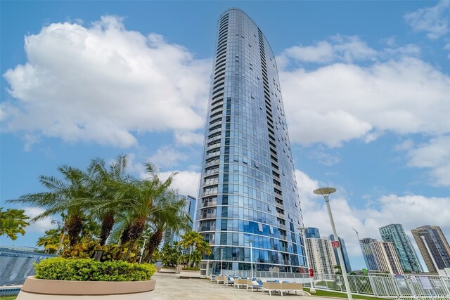view of building exterior with a city view
