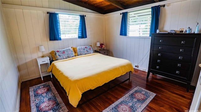 95-059 Waihonu St, Mililani, HI 96789 - bedroom with multiple windows, vaulted ceiling with beams, wood ceiling, and wood finished floors