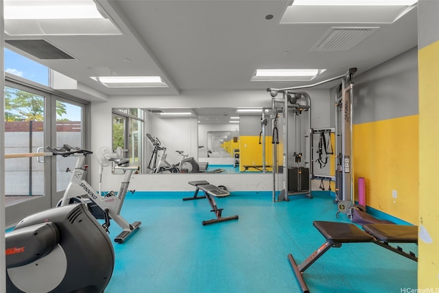 exercise room with visible vents