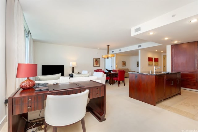 223 Saratoga Rd Unit 3703, Honolulu, HI 96815 - office space with recessed lighting, visible vents, and a sink