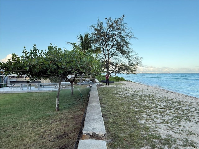 property view of water featuring a view of the beach