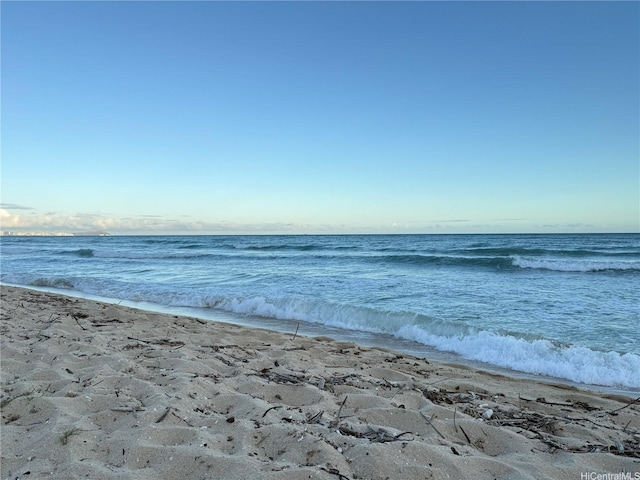 property view of water with a beach view