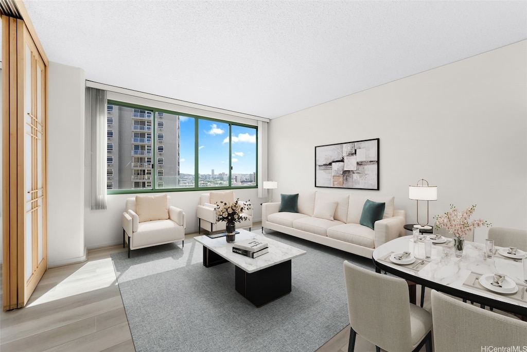 1314 Kalakaua Ave Unit 1403, Honolulu, HI 96826 - living room with light wood finished floors